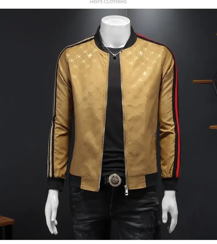 Giacca jacquard di alta qualità di lusso leggero Capispalla versatile a strisce belle da uomo Primavera Autunno Cappotto slim fit maschile di grandi dimensioni - StepByStepNow