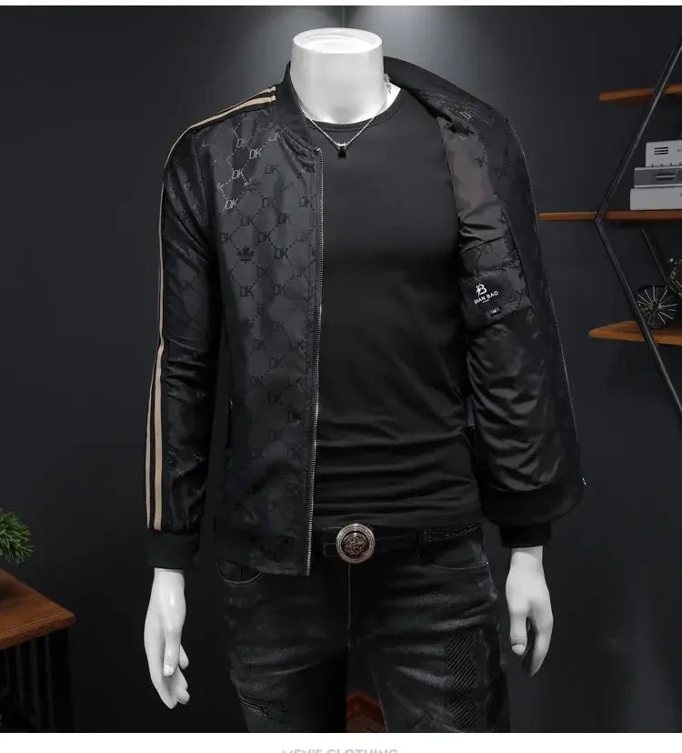 Giacca jacquard di alta qualità di lusso leggero Capispalla versatile a strisce belle da uomo Primavera Autunno Cappotto slim fit maschile di grandi dimensioni - StepByStepNow