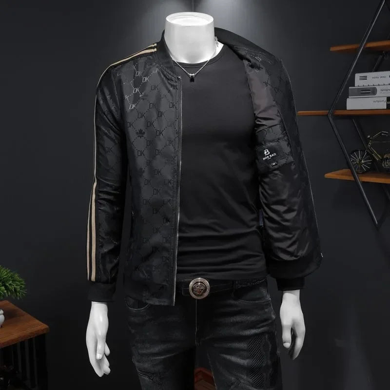 Giacca jacquard di alta qualità di lusso leggero Capispalla versatile a strisce belle da uomo Primavera Autunno Cappotto slim fit maschile di grandi dimensioni - StepByStepNow