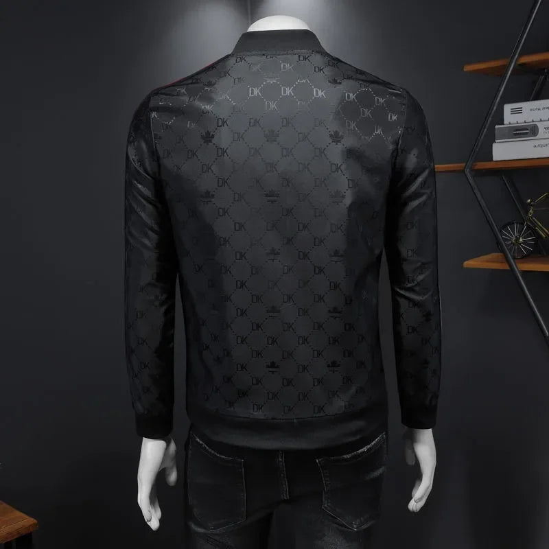 Giacca jacquard di alta qualità di lusso leggero Capispalla versatile a strisce belle da uomo Primavera Autunno Cappotto slim fit maschile di grandi dimensioni - StepByStepNow