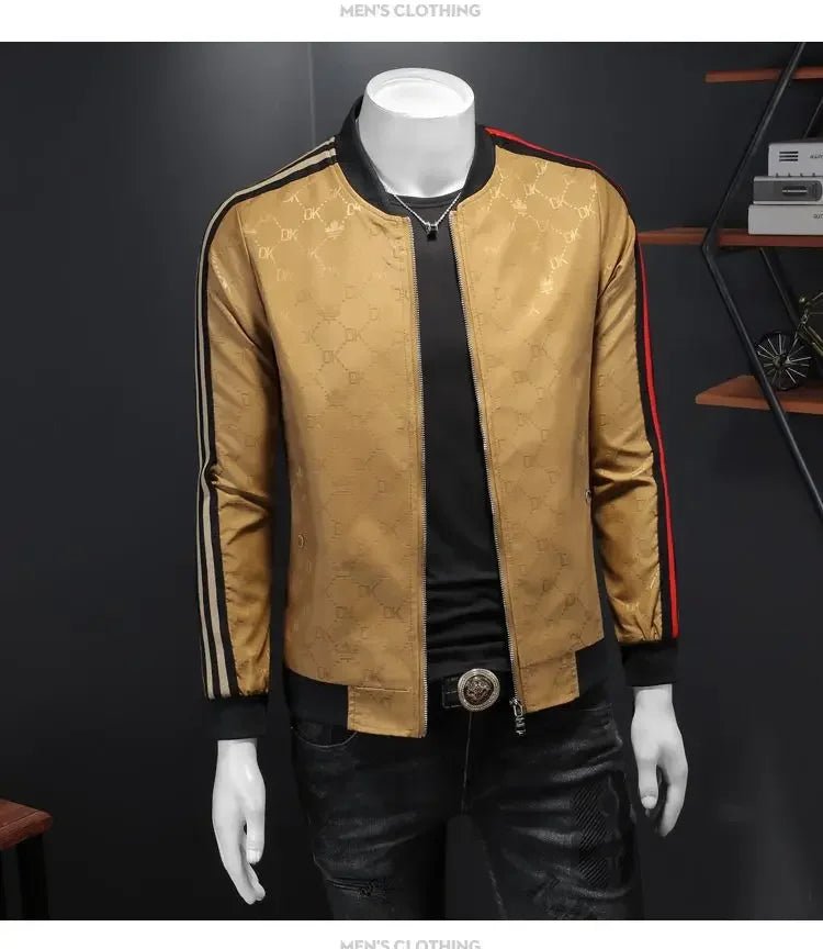 Giacca jacquard di alta qualità di lusso leggero Capispalla versatile a strisce belle da uomo Primavera Autunno Cappotto slim fit maschile di grandi dimensioni - StepByStepNow