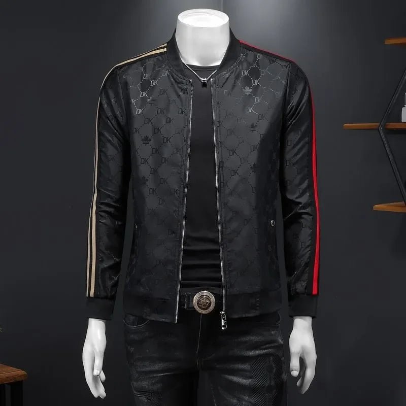 Giacca jacquard di alta qualità di lusso leggero Capispalla versatile a strisce belle da uomo Primavera Autunno Cappotto slim fit maschile di grandi dimensioni - StepByStepNow