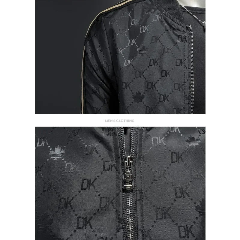 Giacca jacquard di alta qualità di lusso leggero Capispalla versatile a strisce belle da uomo Primavera Autunno Cappotto slim fit maschile di grandi dimensioni - StepByStepNow