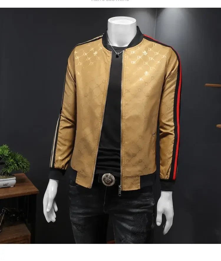 Giacca jacquard di alta qualità di lusso leggero Capispalla versatile a strisce belle da uomo Primavera Autunno Cappotto slim fit maschile di grandi dimensioni - StepByStepNow