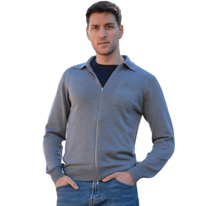 Giacca Uomo Misto Cashmere, Seta, Lana Merino Extrafine chiusura Zip - StepByStep