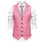 Gilet da uomo con catena con risvolto retrò Moda a spina di pesce Tasche in tweed grosso Gilet da abito British Casual Vintage Gentleman Leisure Party - StepByStepNow