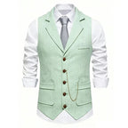 Gilet da uomo con catena con risvolto retrò Moda a spina di pesce Tasche in tweed grosso Gilet da abito British Casual Vintage Gentleman Leisure Party - StepByStepNow