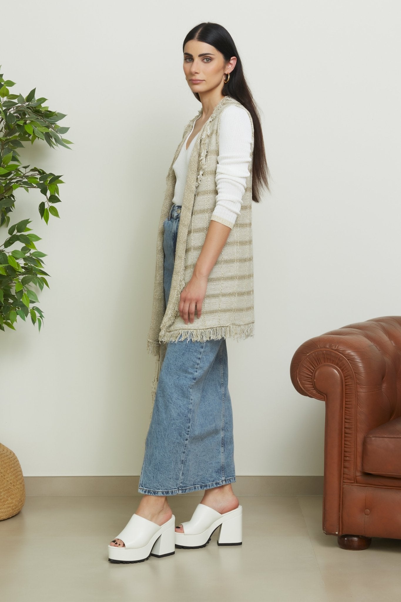 Gilet lungo con inserti in Lurex - Oriana - StepByStep