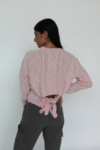 Girocollo a trecce con fiocchi in Lana Merinos - Celeste - StepByStep