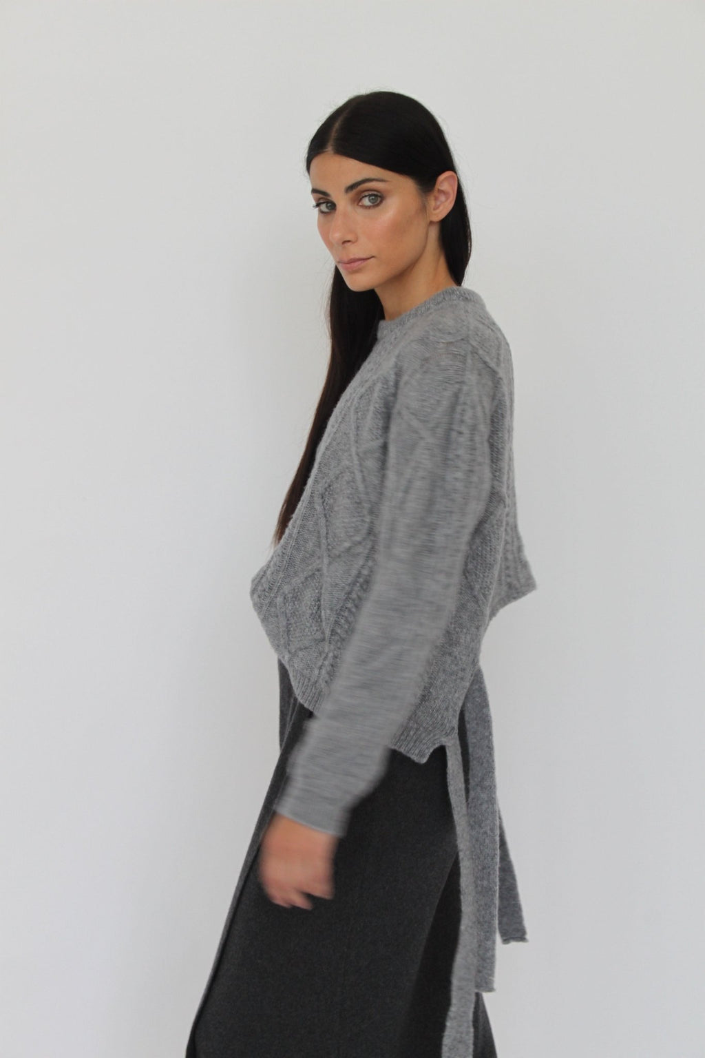 Girocollo a trecce con fiocchi in Lana Merinos - Celeste - StepByStep