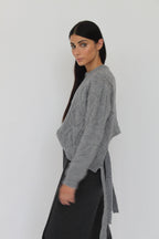 Girocollo a trecce con fiocchi in Lana Merinos - Celeste - StepByStep