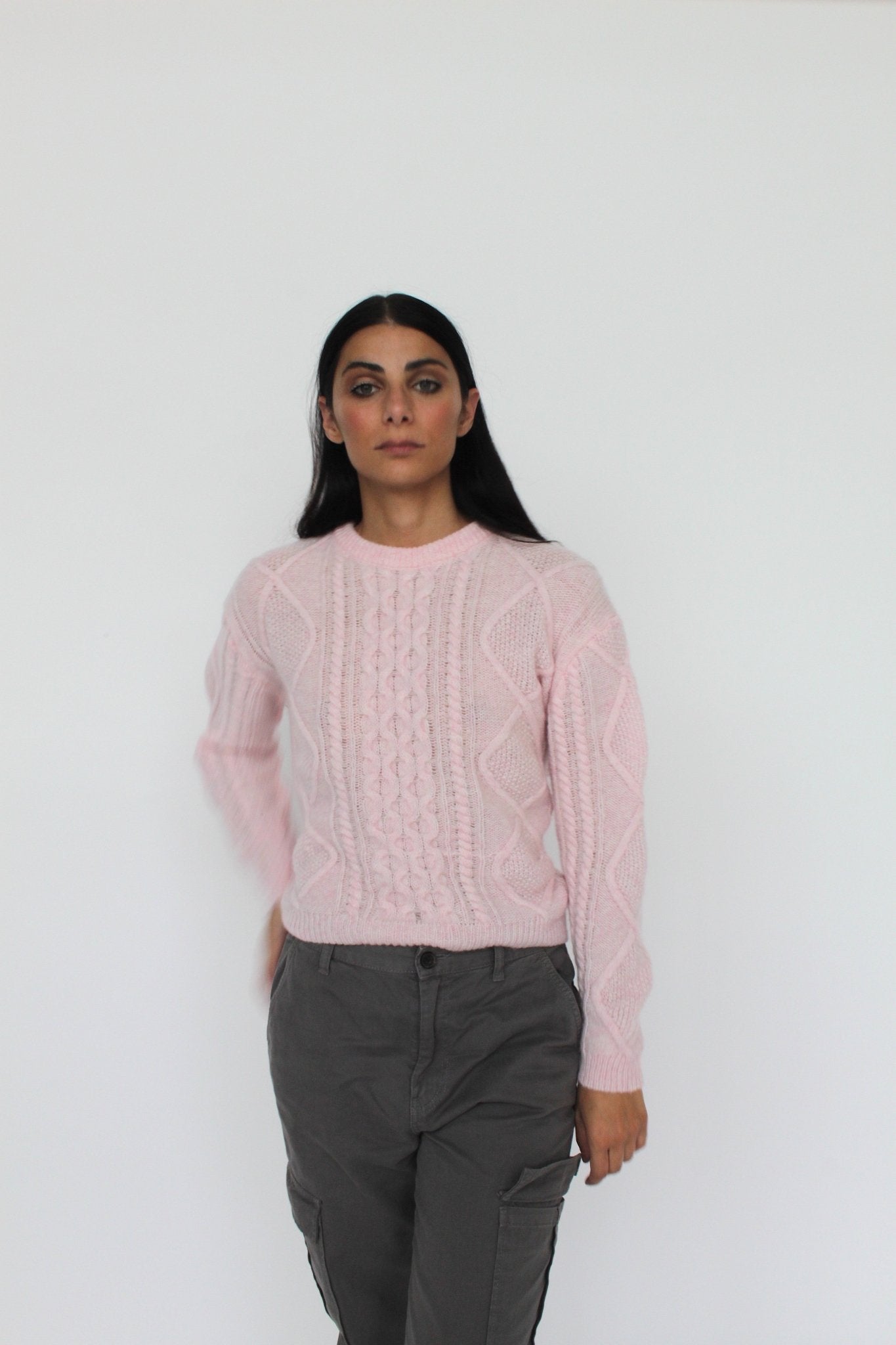 Girocollo a trecce con fiocchi in Lana Merinos - Celeste - StepByStep