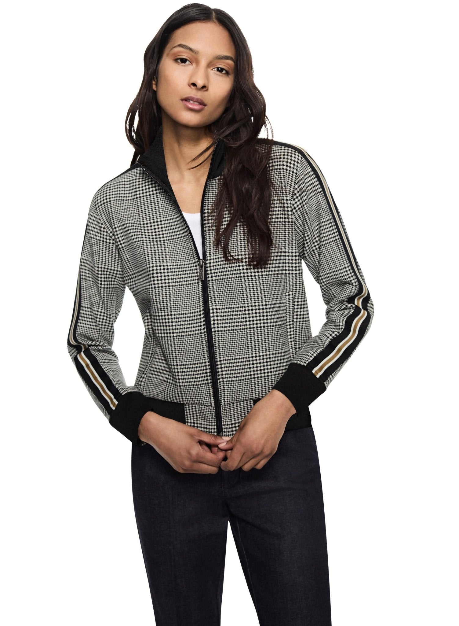 Glen Plaid Track Jacket With Side Tape Detail - StepByStep