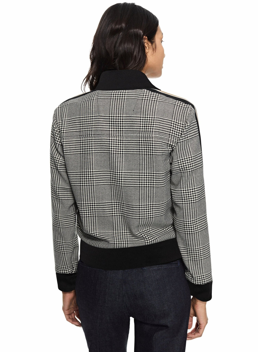 Glen Plaid Track Jacket With Side Tape Detail - StepByStep