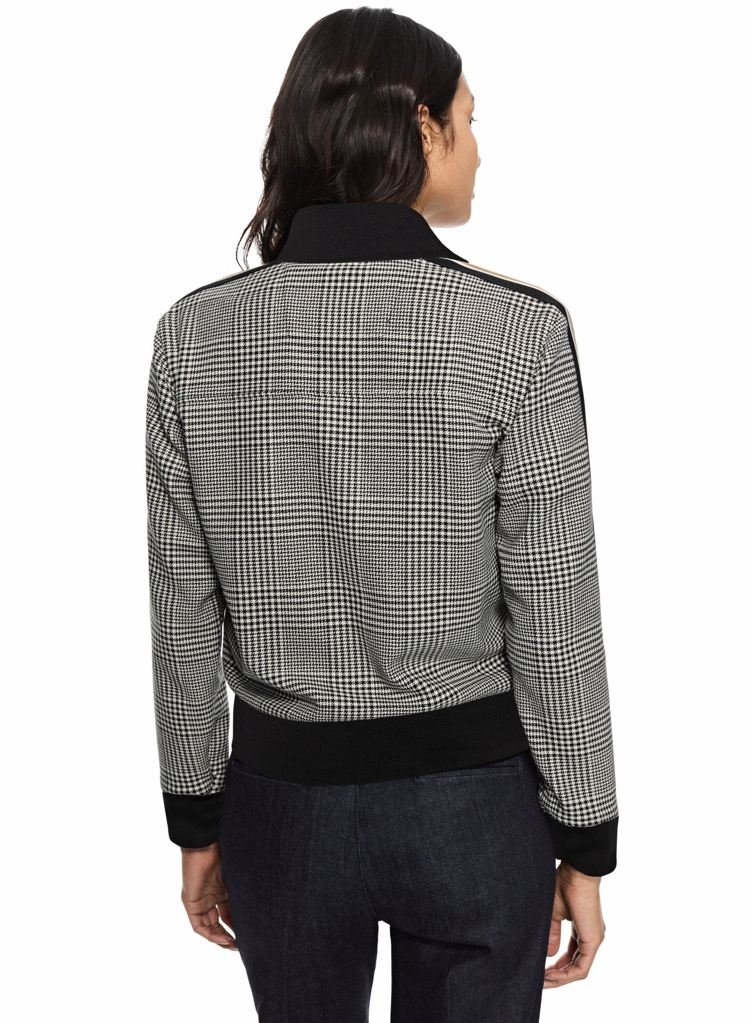 Glen Plaid Track Jacket With Side Tape Detail - StepByStep