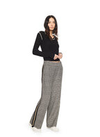 Glen Plaid Wide - Leg Track Pant With Side Tape Detail - StepByStep