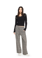 Glen Plaid Wide - Leg Track Pant With Side Tape Detail - StepByStep