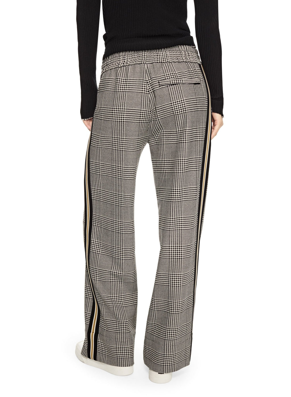 Glen Plaid Wide - Leg Track Pant With Side Tape Detail - StepByStep