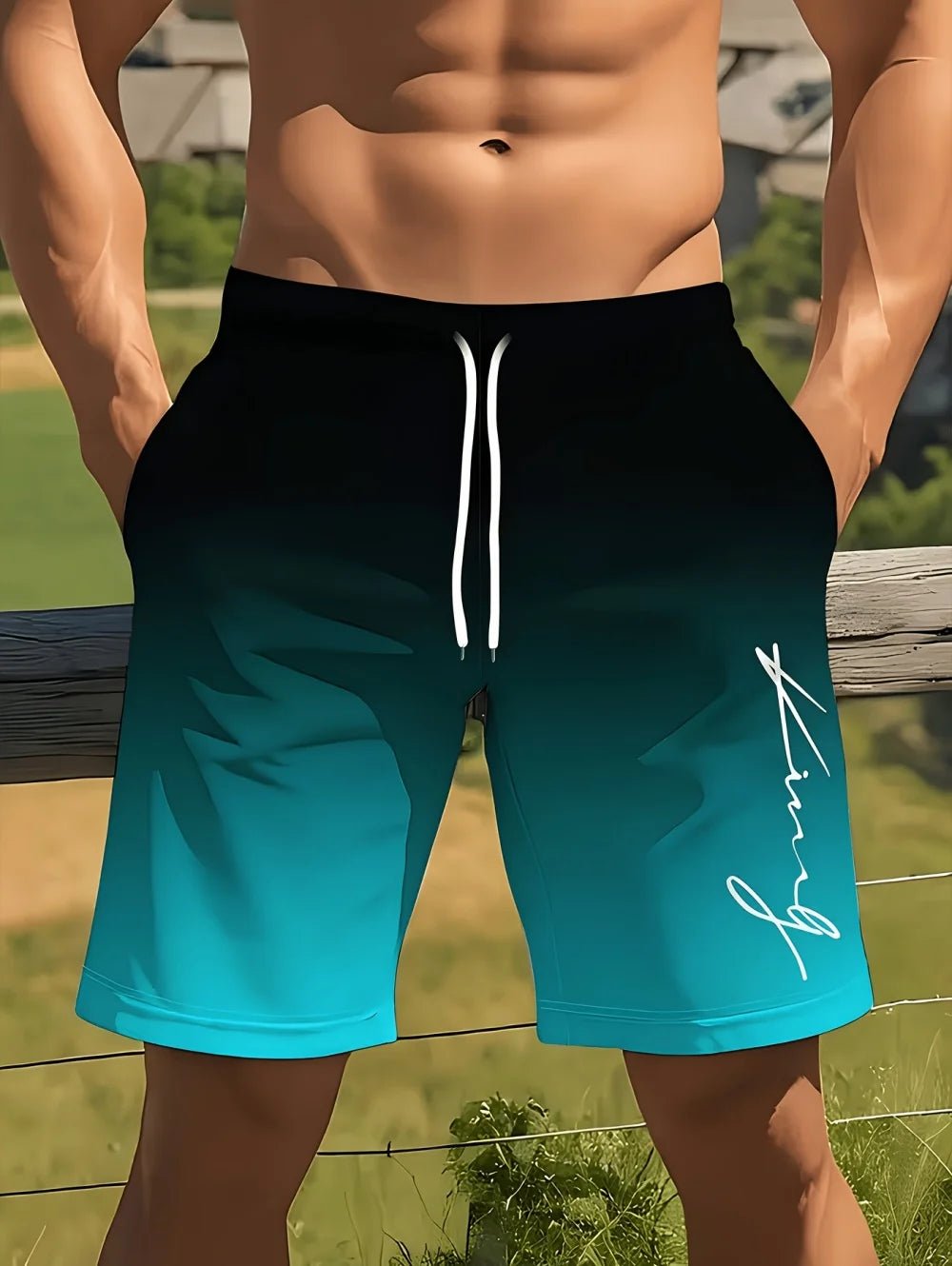 Gradient Color Graphic Men Beach Shorts 3D Print Shorts Casual Fashion Quick-Dry Pants Loose Swim Trunks Vacation Men's Clothes - StepByStepNow