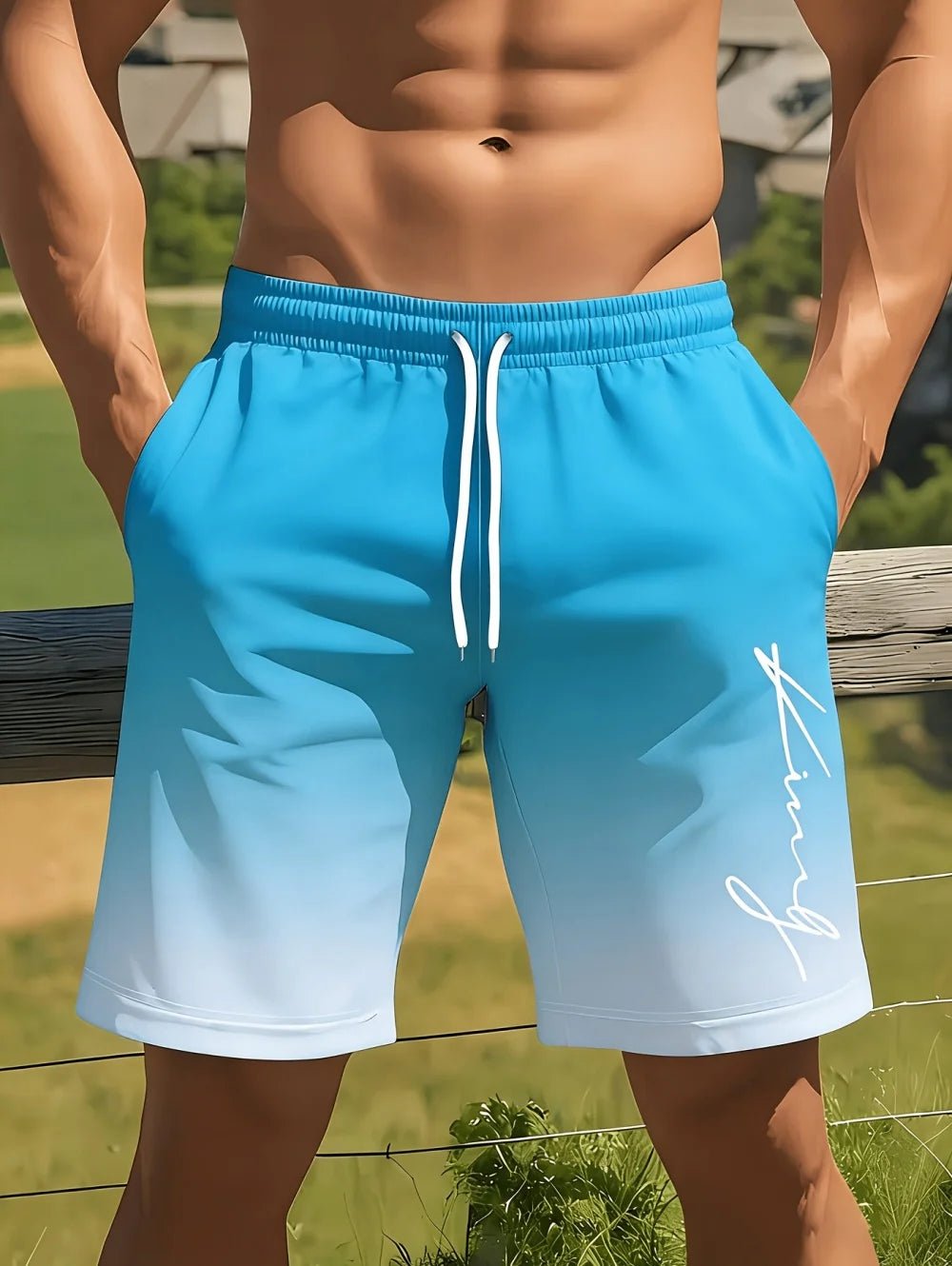 Gradient Color Graphic Men Beach Shorts 3D Print Shorts Casual Fashion Quick-Dry Pants Loose Swim Trunks Vacation Men's Clothes - StepByStepNow