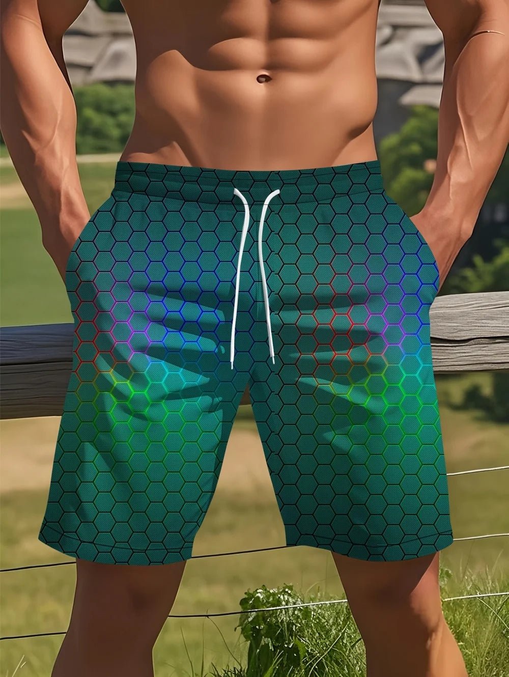 Gradient Color Graphic Men Beach Shorts 3D Print Shorts Casual Fashion Quick-Dry Pants Loose Swim Trunks Vacation Men's Clothes - StepByStepNow