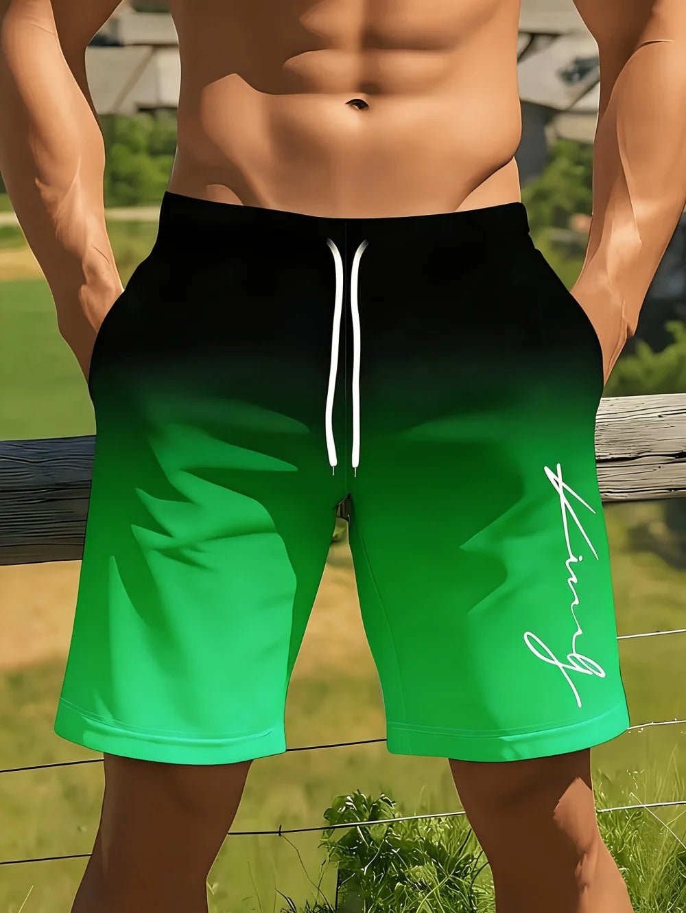 Gradient Color Graphic Men Beach Shorts 3D Print Shorts Casual Fashion Quick-Dry Pants Loose Swim Trunks Vacation Men's Clothes - StepByStepNow