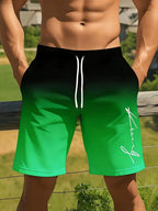 Gradient Color Graphic Men Beach Shorts 3D Print Shorts Casual Fashion Quick-Dry Pants Loose Swim Trunks Vacation Men's Clothes - StepByStepNow