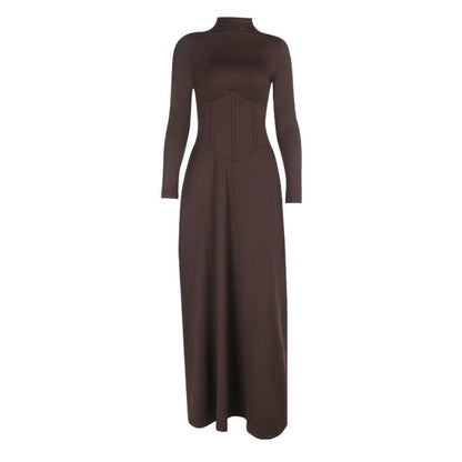 High Neck Waist - Cinched Slit Dress For Women, Elegant, Fifth Avenue, BYMANYC New York. - StepByStep