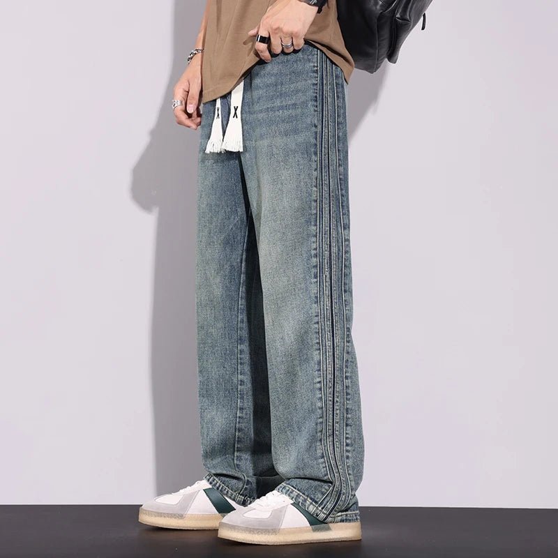 High Quality 2026 Spring Summer Cotton Jeans Men Straight Leg Loose Casual Pants Korean Version Trendy Versatile Trousers - StepByStepNow