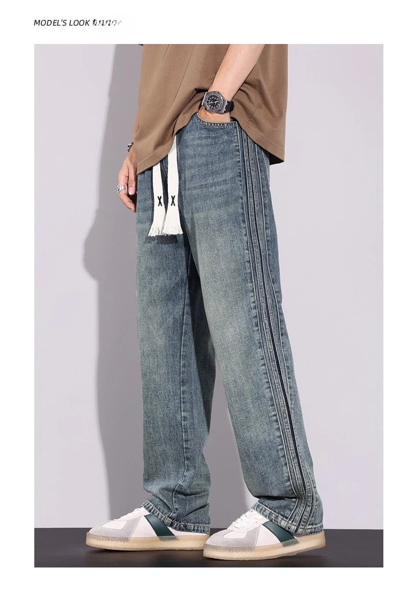 High Quality 2026 Spring Summer Cotton Jeans Men Straight Leg Loose Casual Pants Korean Version Trendy Versatile Trousers - StepByStepNow