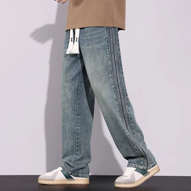 High Quality 2026 Spring Summer Cotton Jeans Men Straight Leg Loose Casual Pants Korean Version Trendy Versatile Trousers - StepByStepNow