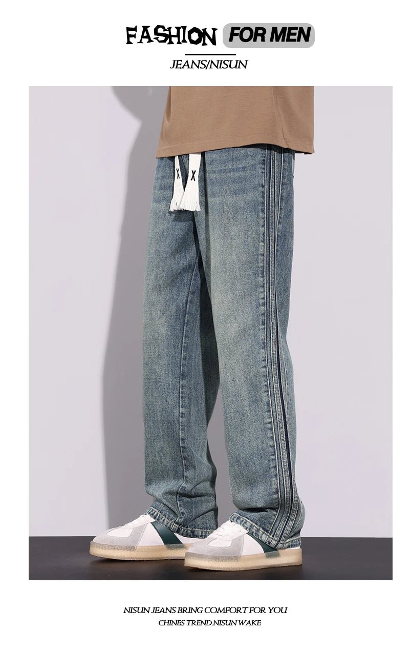 High Quality 2026 Spring Summer Cotton Jeans Men Straight Leg Loose Casual Pants Korean Version Trendy Versatile Trousers - StepByStepNow