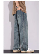 High Quality 2026 Spring Summer Cotton Jeans Men Straight Leg Loose Casual Pants Korean Version Trendy Versatile Trousers - StepByStepNow