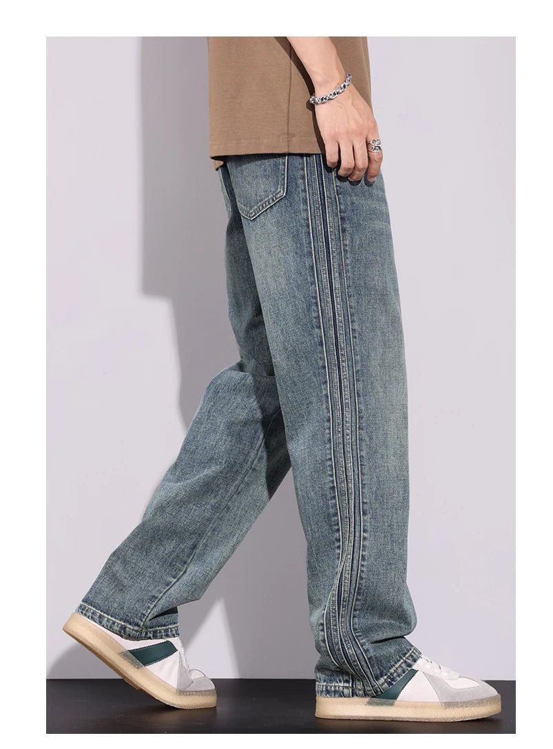 High Quality 2026 Spring Summer Cotton Jeans Men Straight Leg Loose Casual Pants Korean Version Trendy Versatile Trousers - StepByStepNow