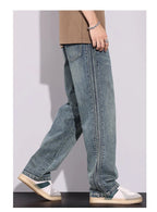 High Quality 2026 Spring Summer Cotton Jeans Men Straight Leg Loose Casual Pants Korean Version Trendy Versatile Trousers - StepByStepNow