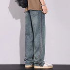 High Quality 2026 Spring Summer Cotton Jeans Men Straight Leg Loose Casual Pants Korean Version Trendy Versatile Trousers - StepByStepNow