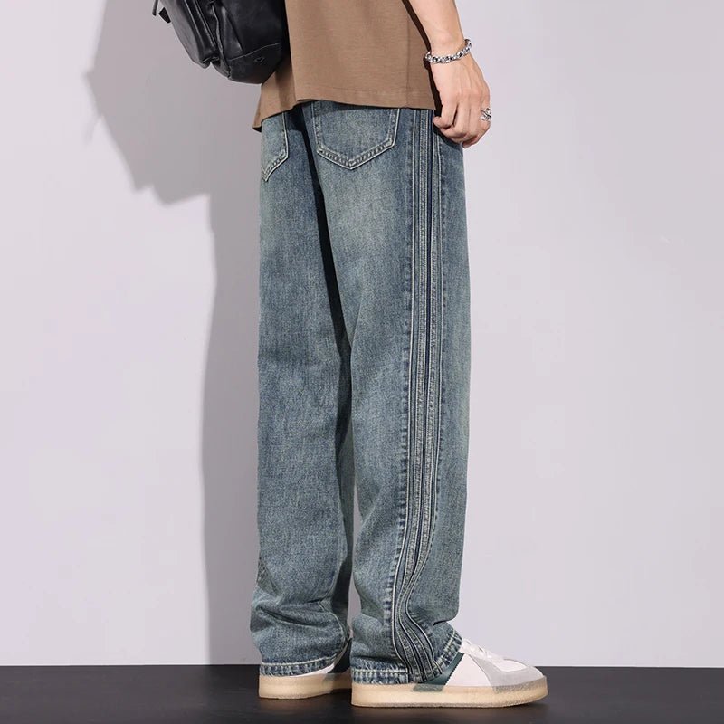 High Quality 2026 Spring Summer Cotton Jeans Men Straight Leg Loose Casual Pants Korean Version Trendy Versatile Trousers - StepByStepNow