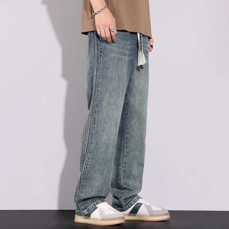 High Quality 2026 Spring Summer Cotton Jeans Men Straight Leg Loose Casual Pants Korean Version Trendy Versatile Trousers - StepByStepNow