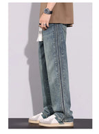 High Quality 2026 Spring Summer Cotton Jeans Men Straight Leg Loose Casual Pants Korean Version Trendy Versatile Trousers - StepByStepNow