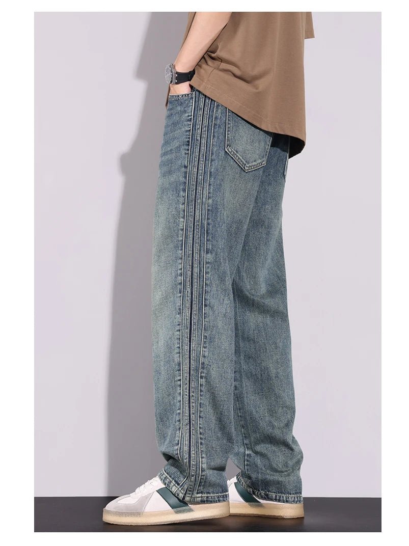 High Quality 2026 Spring Summer Cotton Jeans Men Straight Leg Loose Casual Pants Korean Version Trendy Versatile Trousers - StepByStepNow