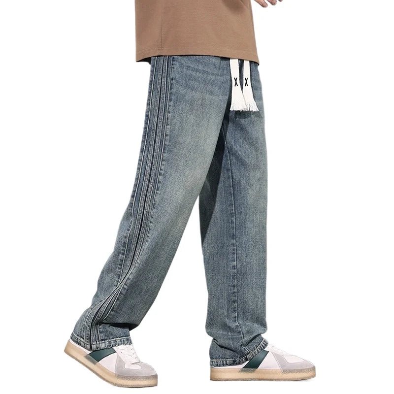 High Quality 2026 Spring Summer Cotton Jeans Men Straight Leg Loose Casual Pants Korean Version Trendy Versatile Trousers - StepByStepNow