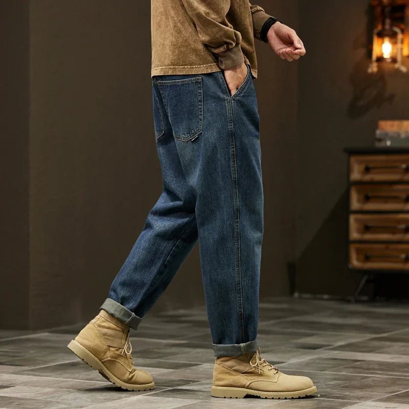 High Quality Cotton Jeans High Quality Loose Harem Pants Fashion Baggy Casual Outdoor Work Denim Pants Brand Men's Clothing - StepByStepNow