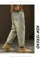 High Quality Cotton Jeans High Quality Loose Harem Pants Fashion Baggy Casual Outdoor Work Denim Pants Brand Men's Clothing - StepByStepNow