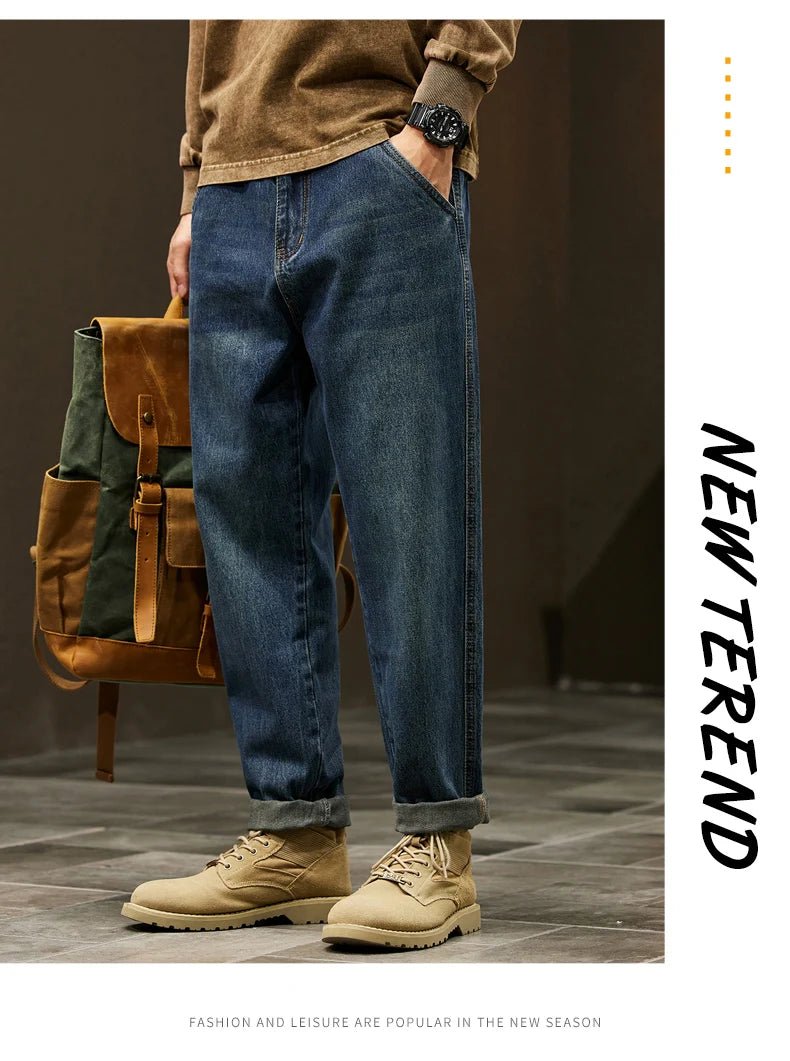 High Quality Cotton Jeans High Quality Loose Harem Pants Fashion Baggy Casual Outdoor Work Denim Pants Brand Men's Clothing - StepByStepNow