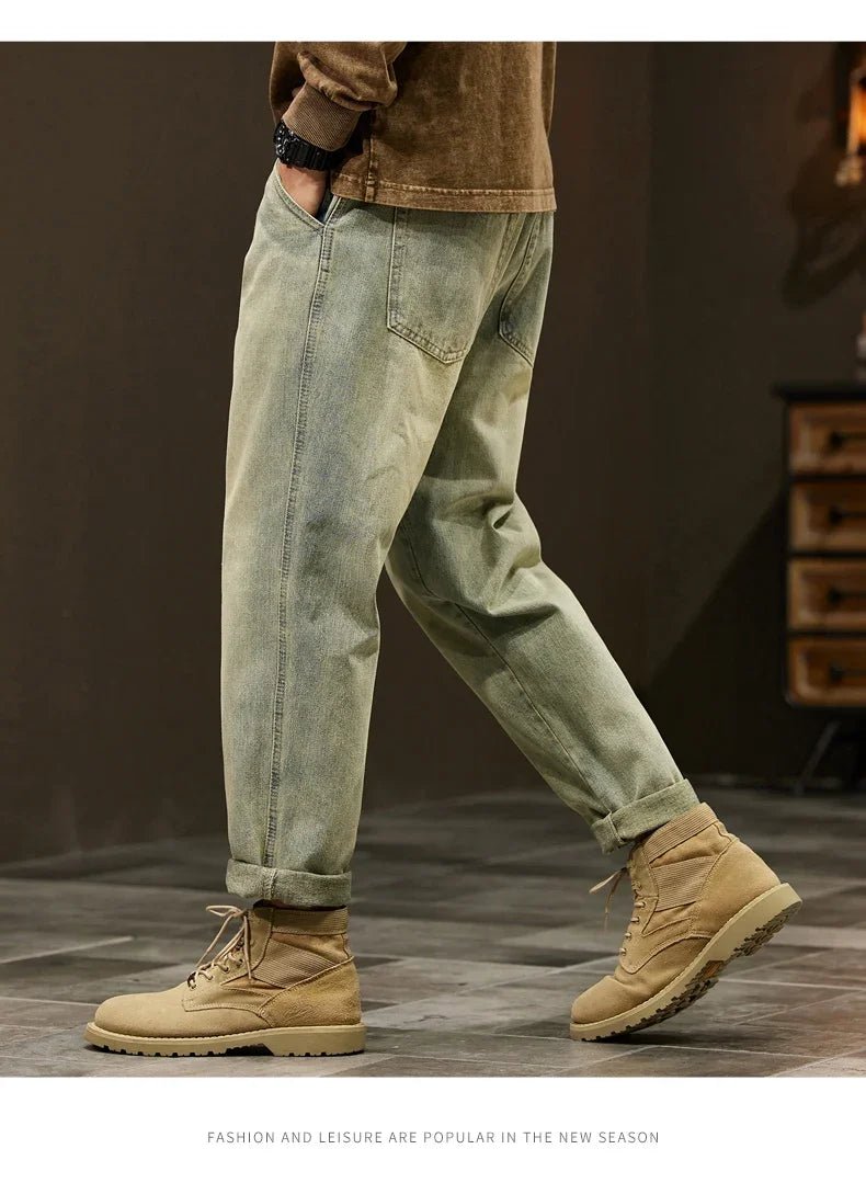 High Quality Cotton Jeans High Quality Loose Harem Pants Fashion Baggy Casual Outdoor Work Denim Pants Brand Men's Clothing - StepByStepNow