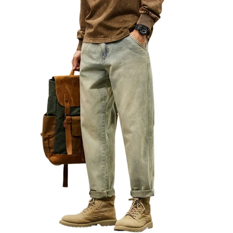 High Quality Cotton Jeans High Quality Loose Harem Pants Fashion Baggy Casual Outdoor Work Denim Pants Brand Men's Clothing - StepByStepNow
