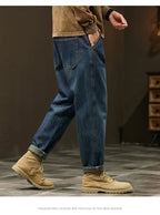 High Quality Cotton Jeans High Quality Loose Harem Pants Fashion Baggy Casual Outdoor Work Denim Pants Brand Men's Clothing - StepByStepNow