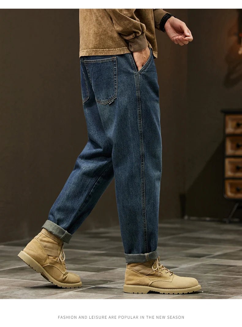 High Quality Cotton Jeans High Quality Loose Harem Pants Fashion Baggy Casual Outdoor Work Denim Pants Brand Men's Clothing - StepByStepNow
