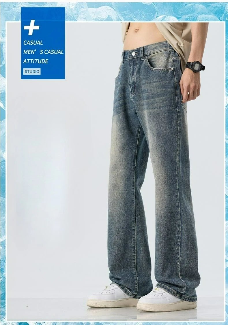 High Quality Korean Summer New Men's Loose Stretch Jeans Fashion Casual Stretch Straight - leg Denim Pants Male Causal Versatile - StepByStepNow