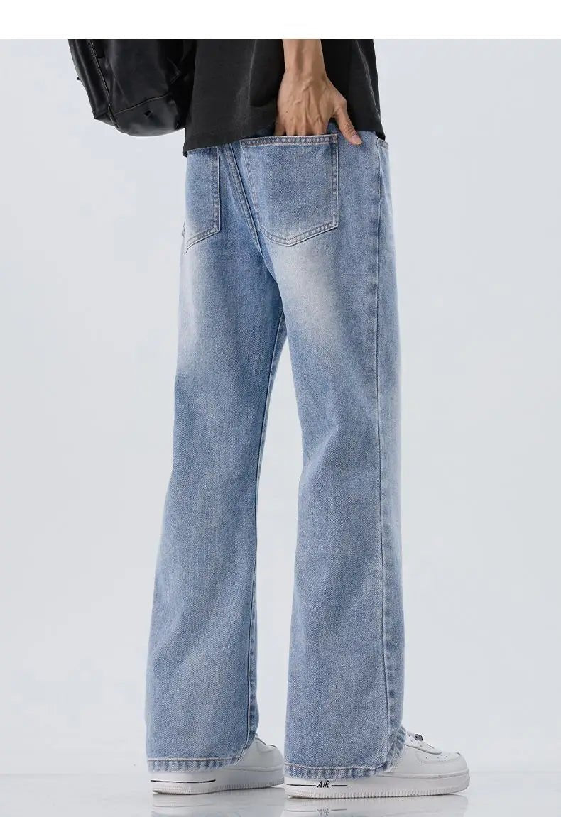 High Quality Korean Summer New Men's Loose Stretch Jeans Fashion Casual Stretch Straight - leg Denim Pants Male Causal Versatile - StepByStepNow